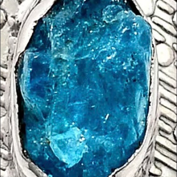 Neon blue appetite silver ring size 9 - Picture 4 of 4